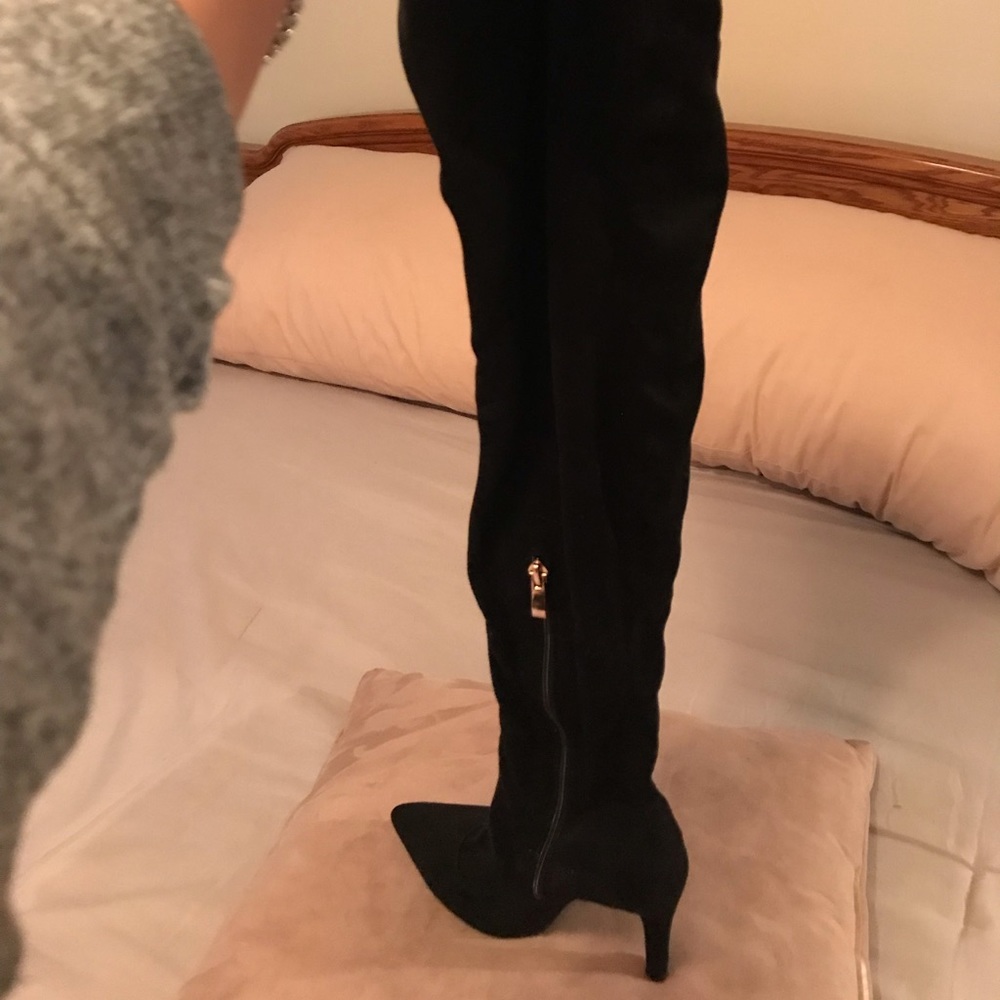 Thigh high suede like boots